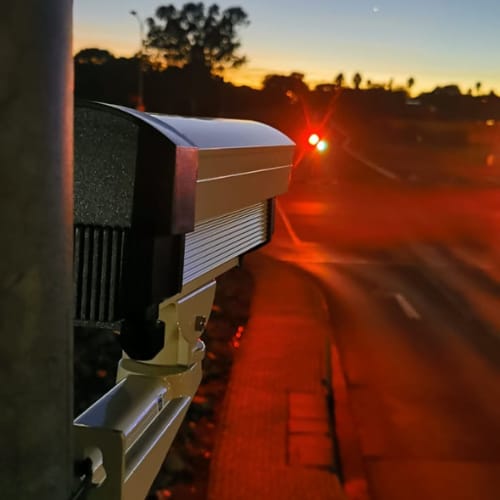 Traffic Monitoring Camera at Sunset